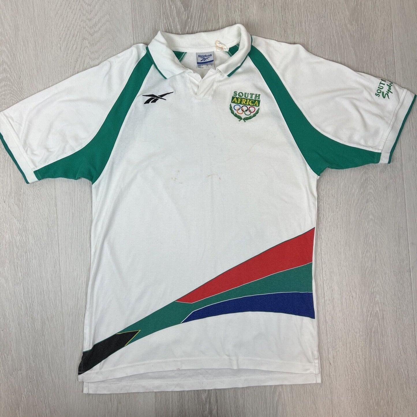 Reebok Sydney 2000 Olympics South Africa Mens Short Sleeve Polo Shirt *RARE*