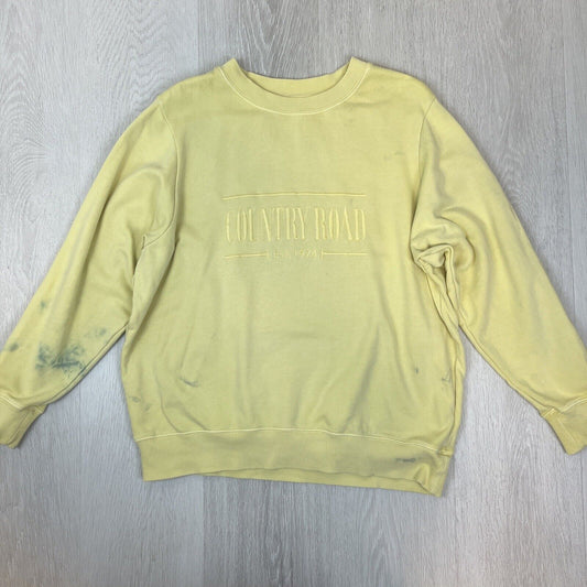 Country Road Yellow Pullover Embroidered Logo Jumper Sweater Size Small (Marks)