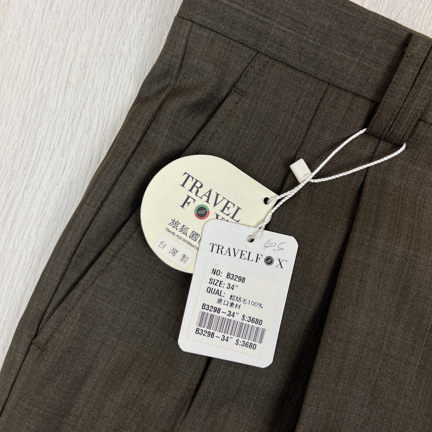 Travel Fox Mens Green-Grey Business Dress Pants Size 34