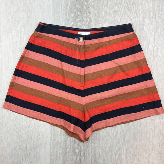 Kookai Womens Striped 100% Linen Shorts Size 40