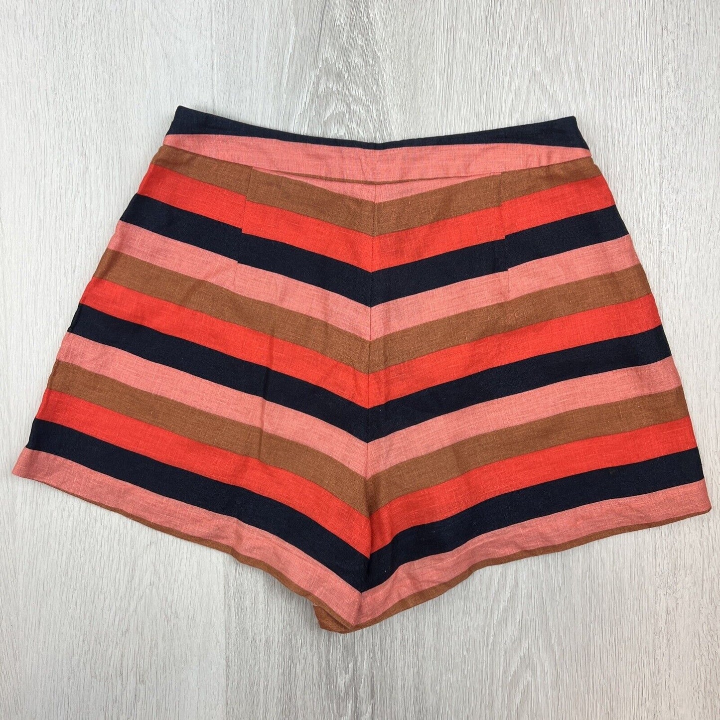 Kookai Womens Striped 100% Linen Shorts Size 40