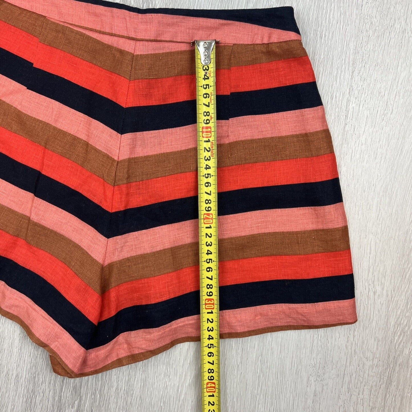 Kookai Womens Striped 100% Linen Shorts Size 40