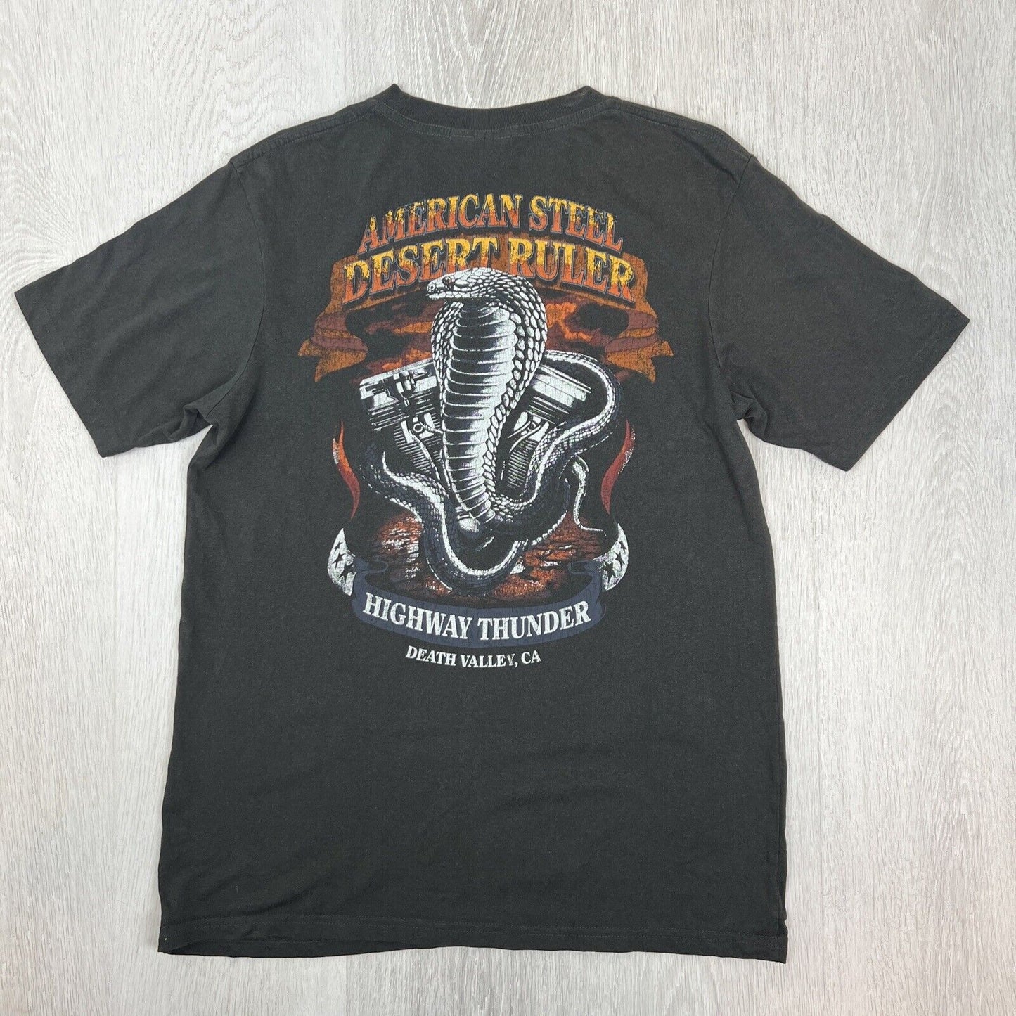 Cotton On x T-Bar Mens Charcoal Motorcyle Biker Snake T-Shirt Size Medium