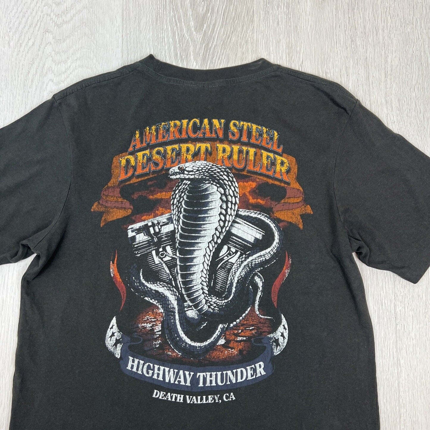 Cotton On x T-Bar Mens Charcoal Motorcyle Biker Snake T-Shirt Size Medium