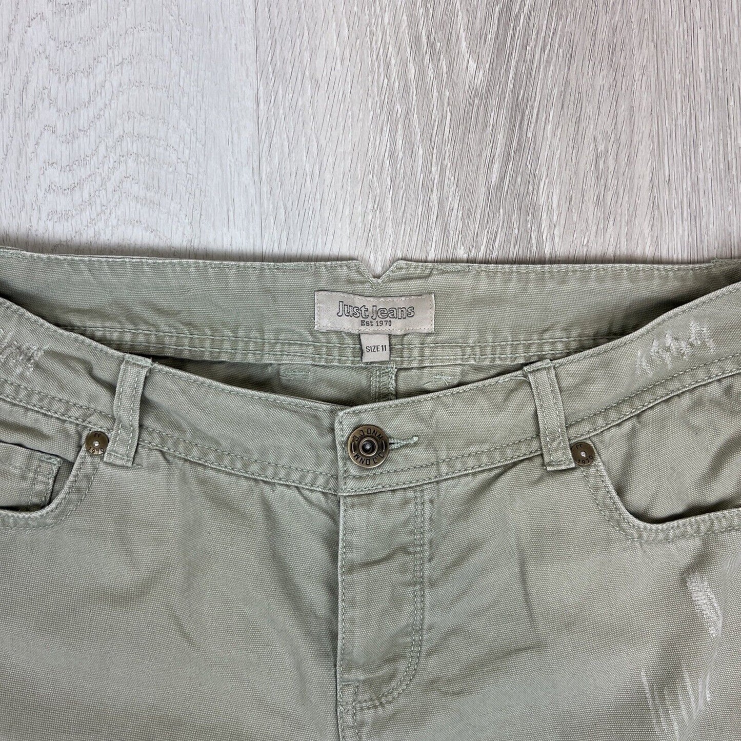 Just Jeans Womens Green Denim Shorts Size 11