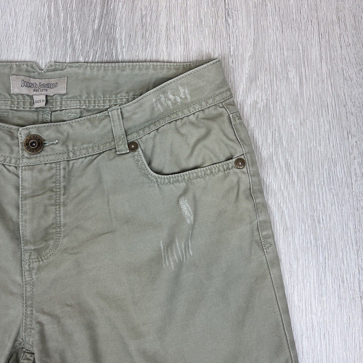 Just Jeans Womens Green Denim Shorts Size 11