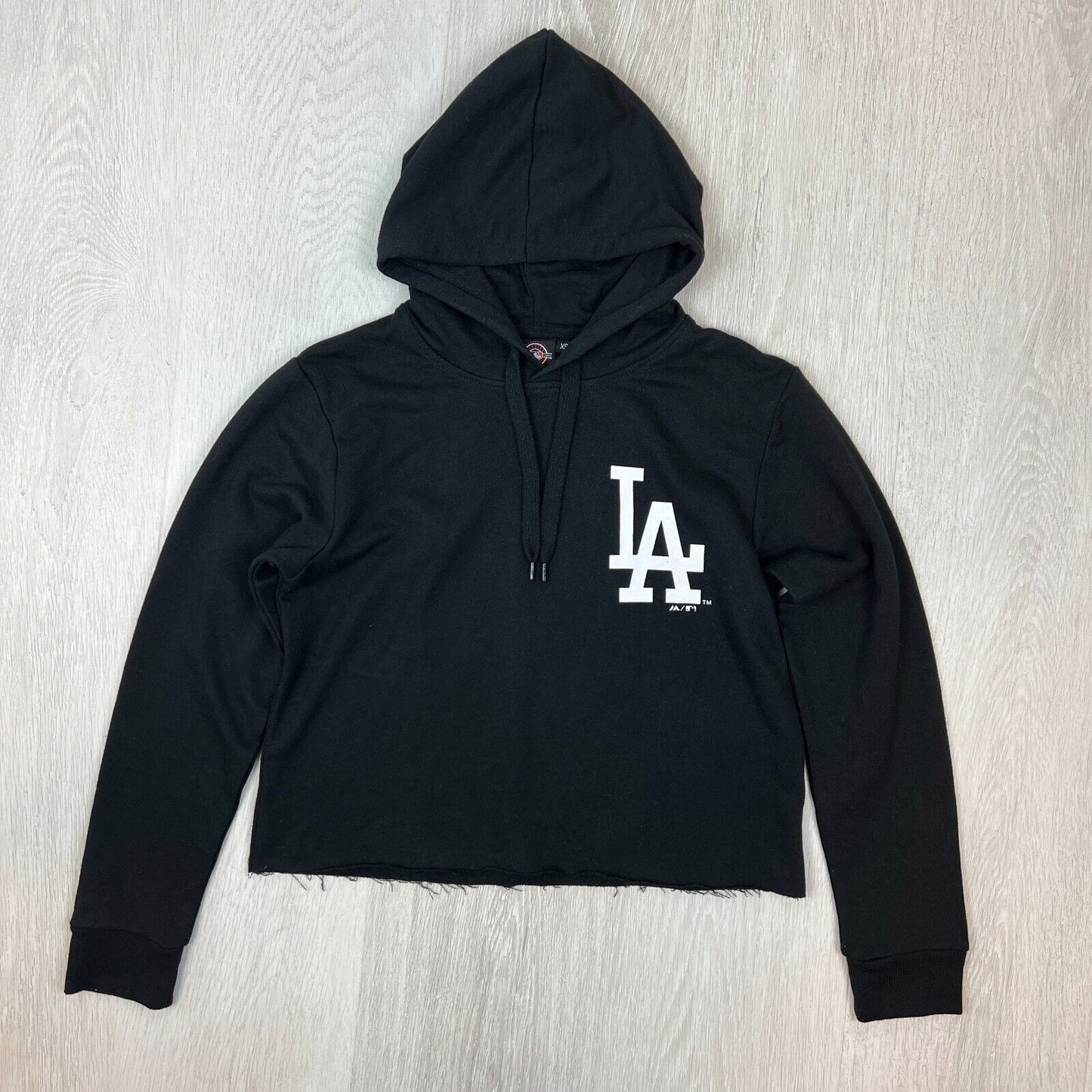 Majestic Womens Black LA Dodgers Cropped Pullover Hoodies Size XS