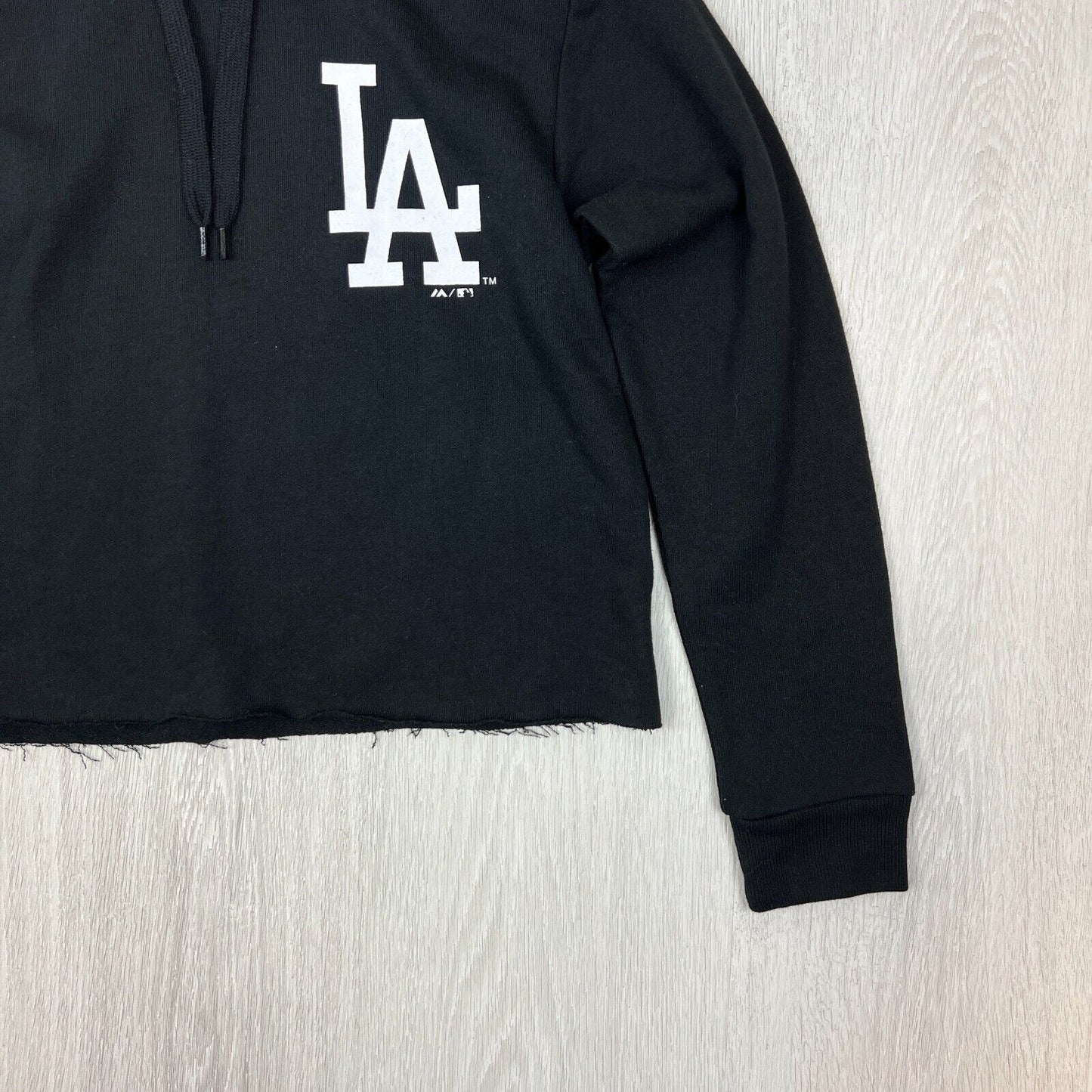 Majestic Womens Black LA Dodgers Cropped Pullover Hoodies Size XS