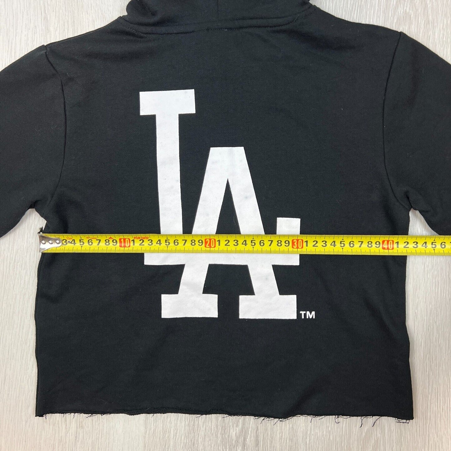 Majestic Womens Black LA Dodgers Cropped Pullover Hoodies Size XS