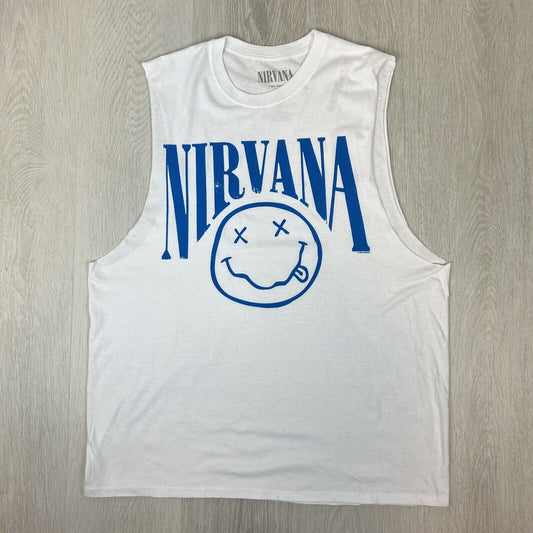 Nirvana Mens White Muscle T-Shirt Size Medium