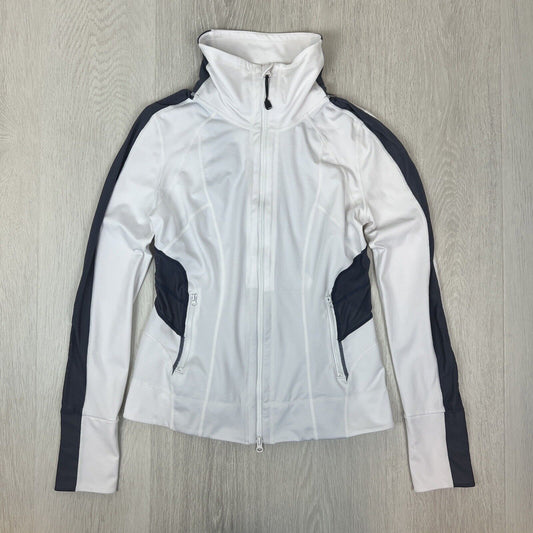 Zella Womens White Full Zip Activewear Jacket Size Medium