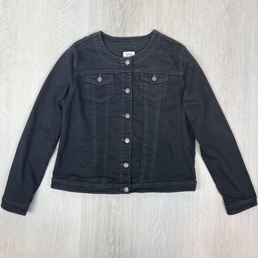 Threadz Womens Black Denim Jacket Size Large