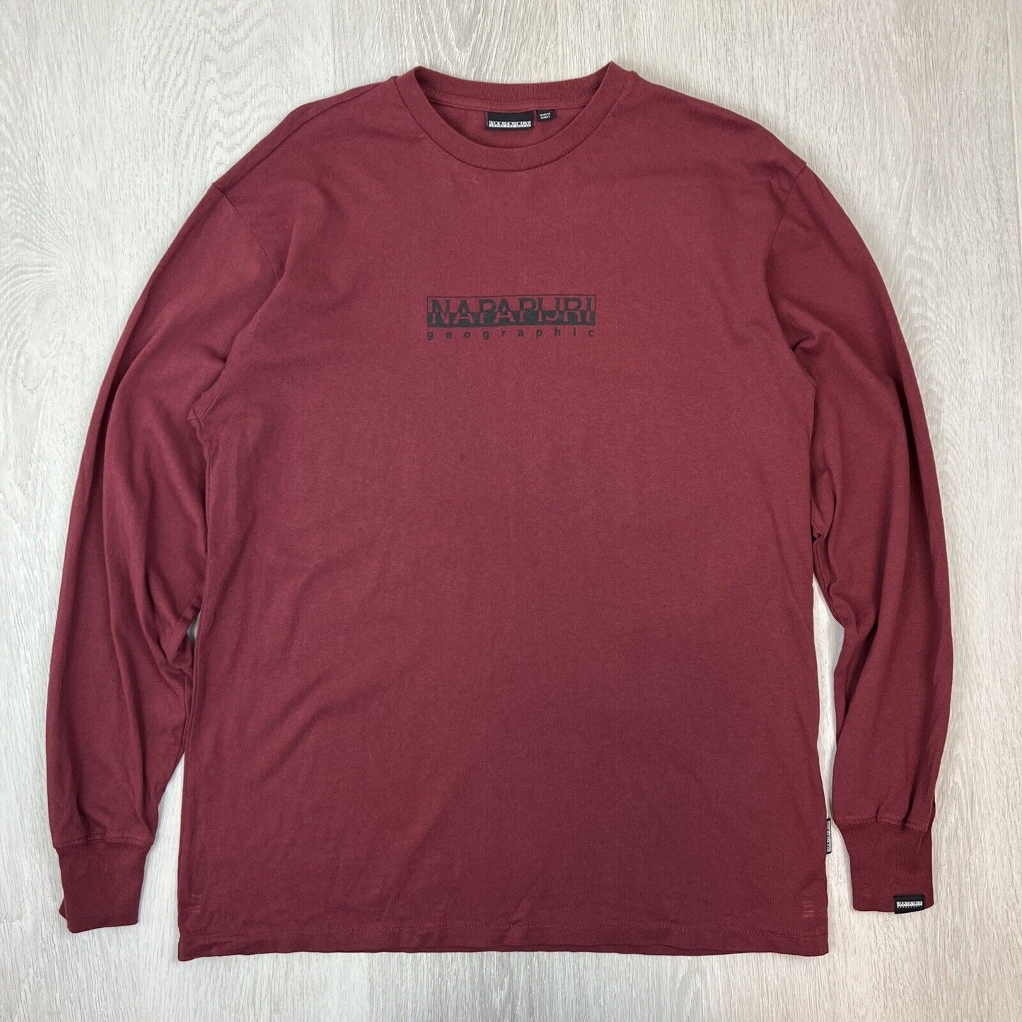 Napapijri Geographic Mens Red Long Sleeve T-Shirt Size Small