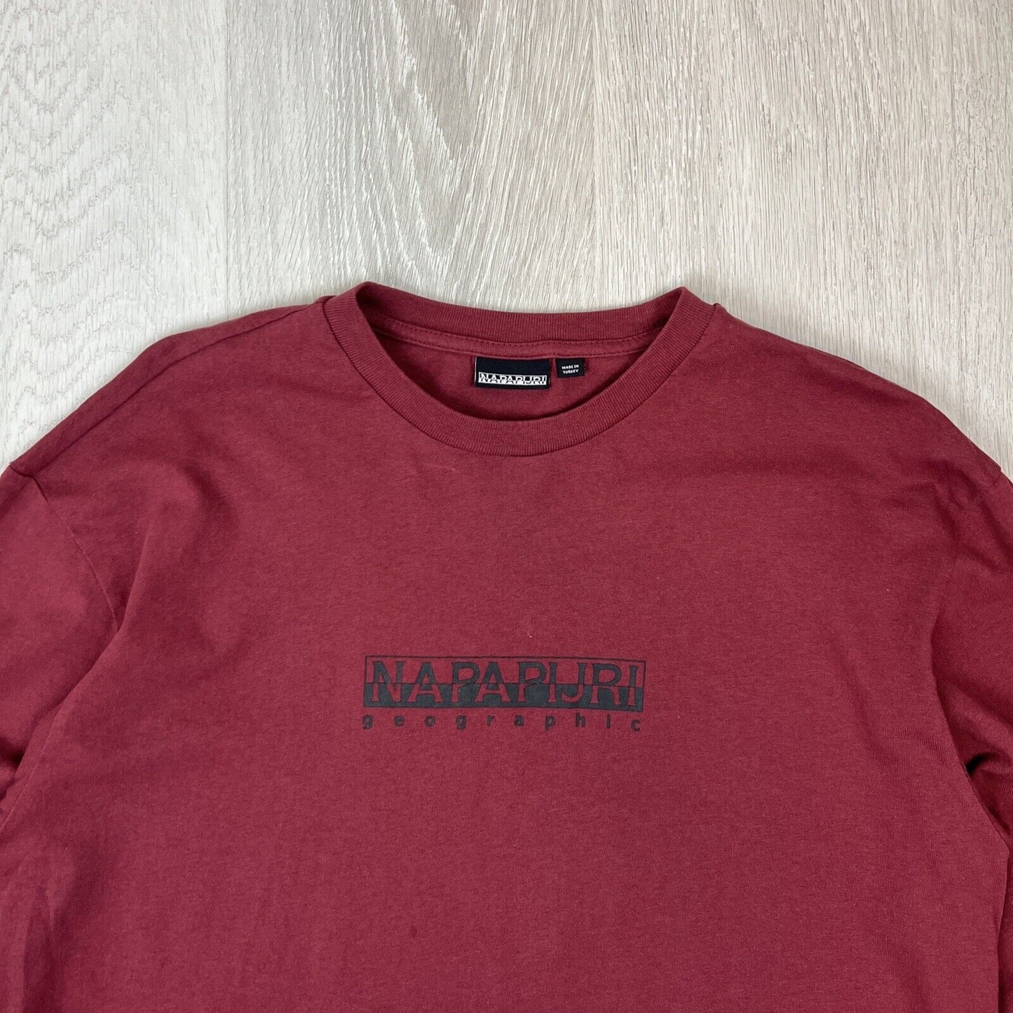 Napapijri Geographic Mens Red Long Sleeve T-Shirt Size Small