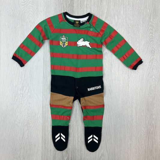 NRL Supporter Babies South Sydney Rabbitohs One Piece Jumpsuit Size 12-18 Months