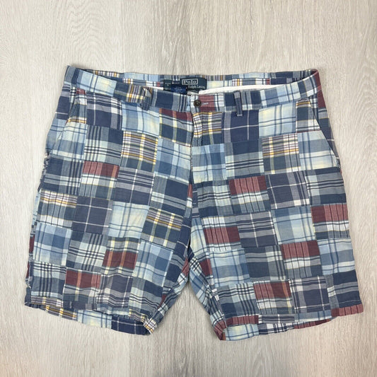 Polo Ralph Lauren Mens Blue Plaid Shorts Size 40 (Minor Damage)