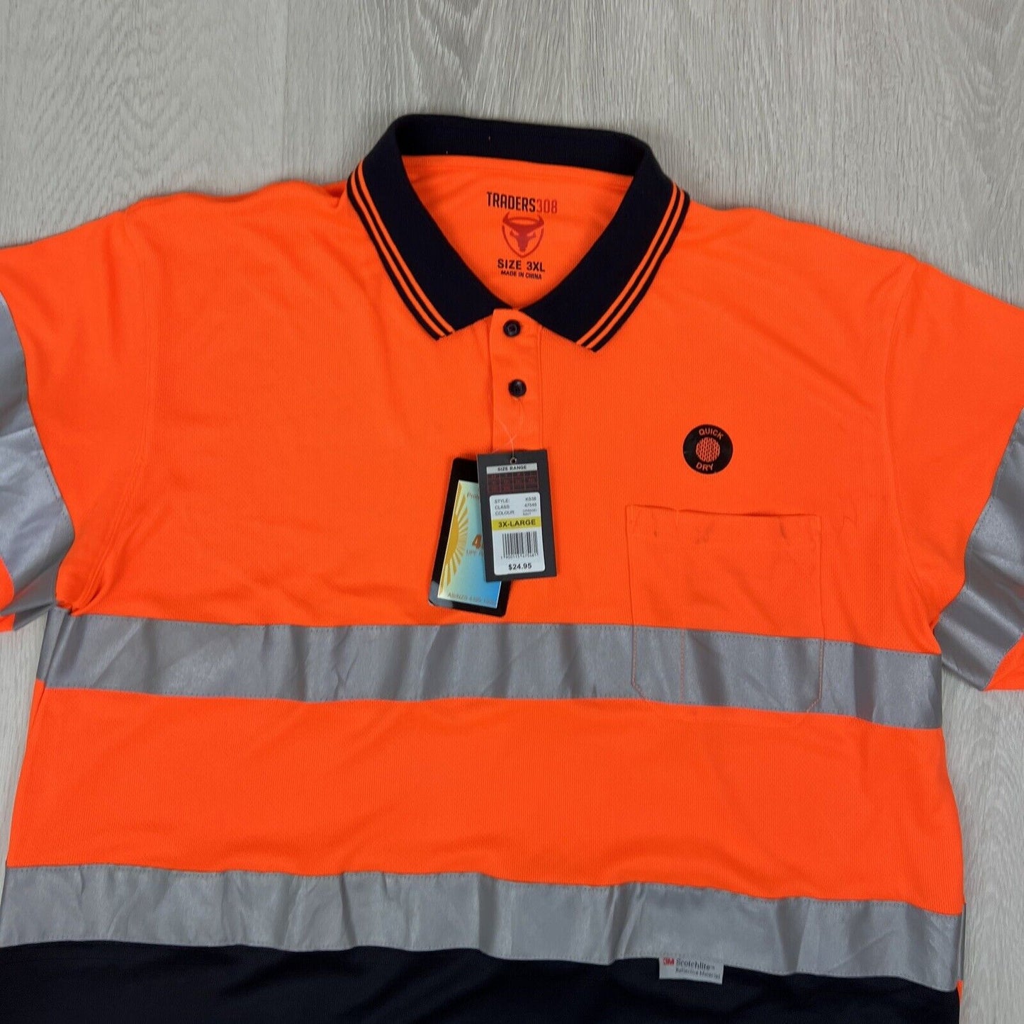 Traders308 Mens Orange High Visibility Polo Shirt Size 3XL (New)