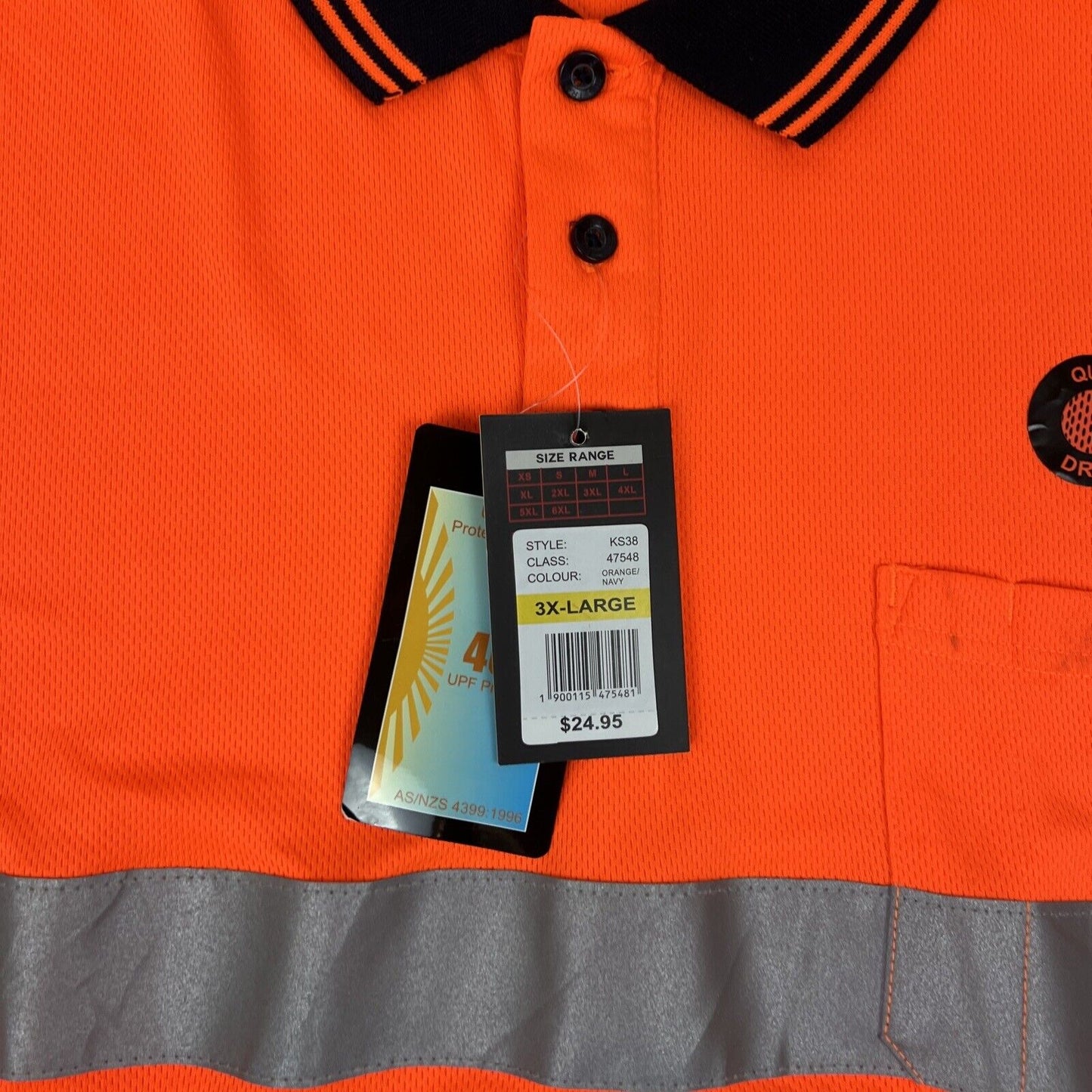 Traders308 Mens Orange High Visibility Polo Shirt Size 3XL (New)