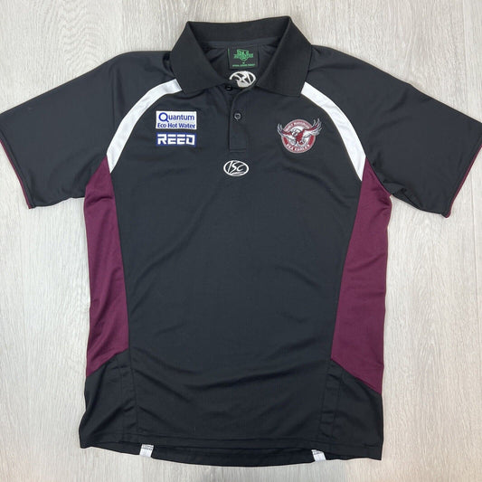 ISC Manly Warringah Sea Eagles Mens Black Polo Shirt Size Medium