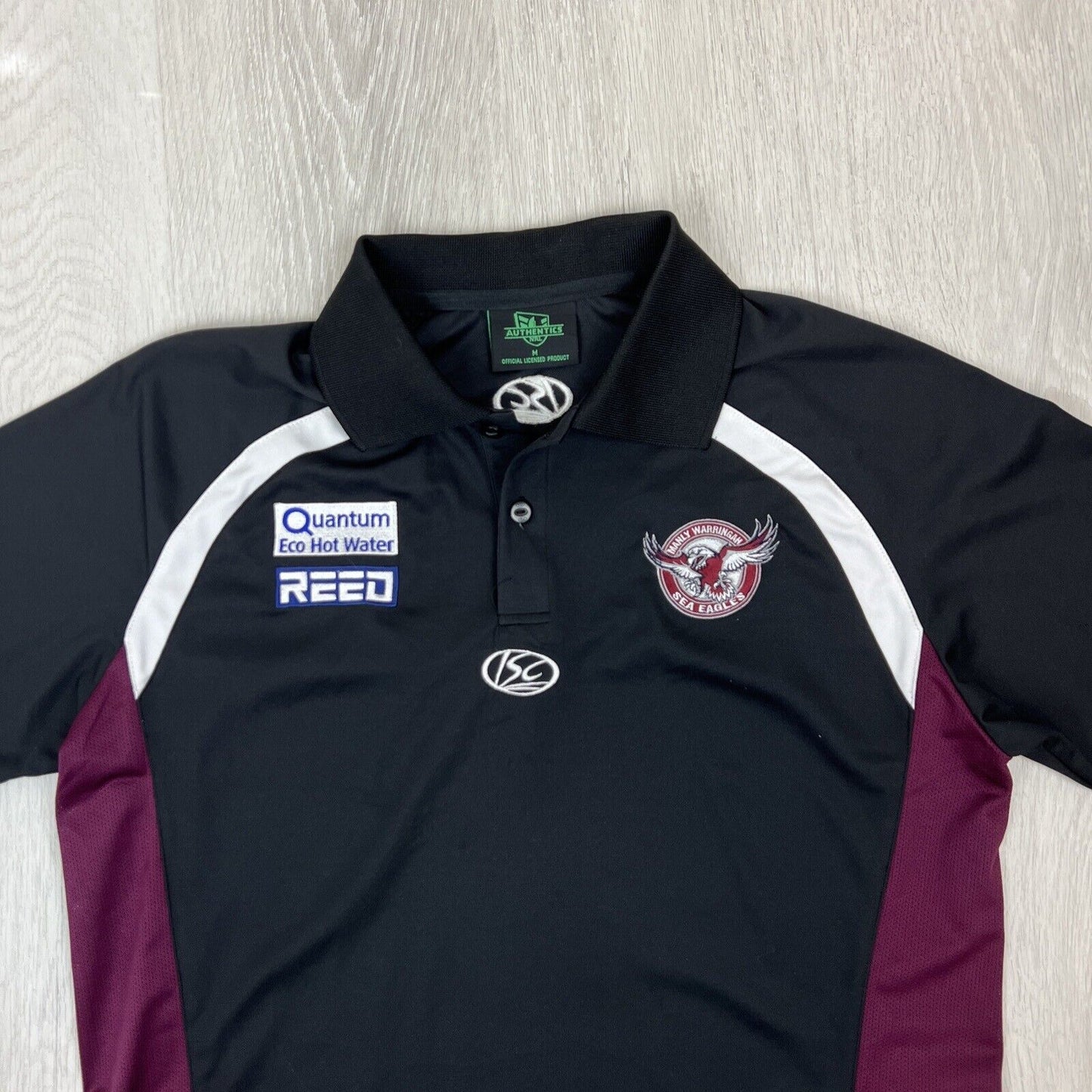 ISC Manly Warringah Sea Eagles Mens Black Polo Shirt Size Medium