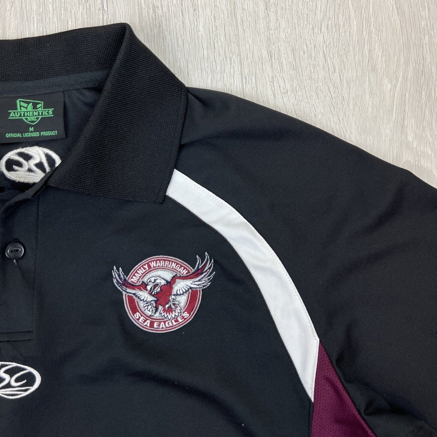 ISC Manly Warringah Sea Eagles Mens Black Polo Shirt Size Medium