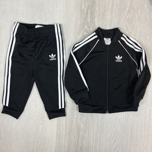 adidas Baby's Black Tracksuit Set Size 9-12 Monthts