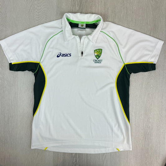 Asics Cricket Australia Mens White Polo Shirt Size Medium