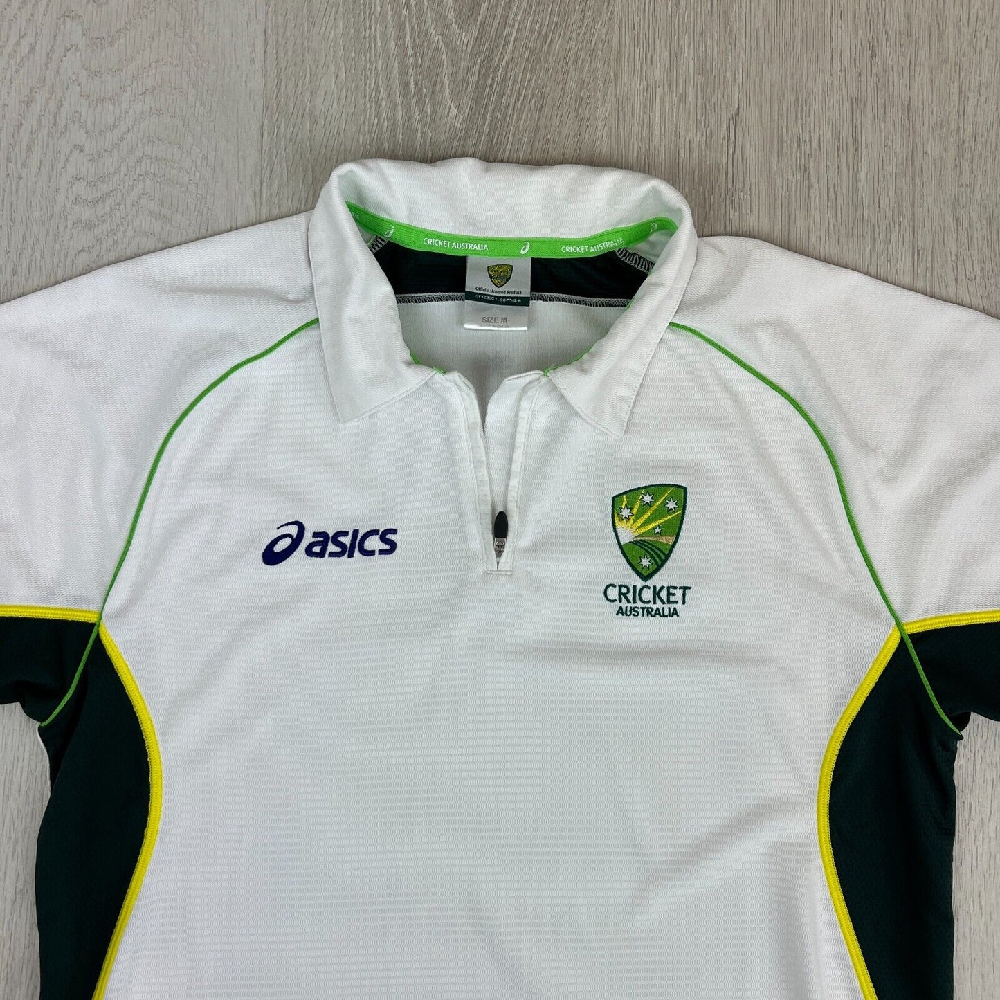 Asics Cricket Australia Mens White Polo Shirt Size Medium