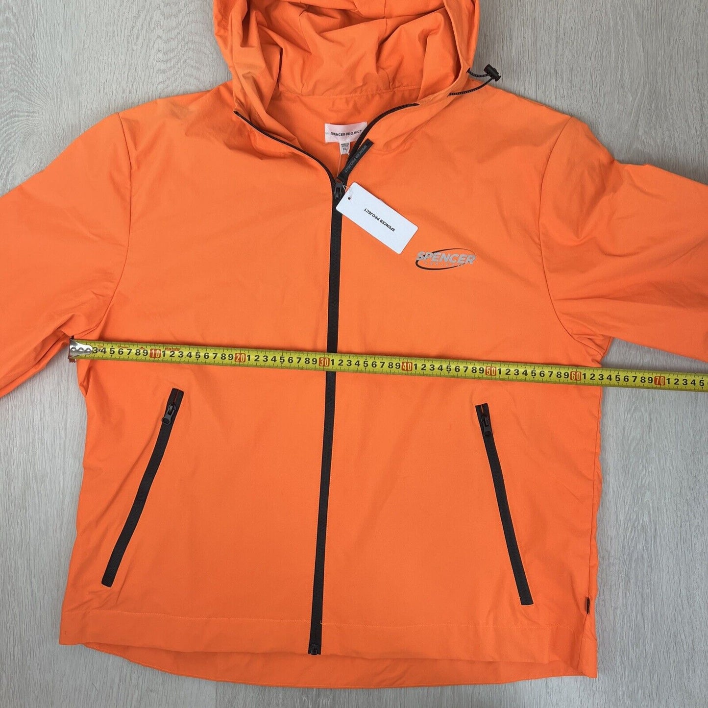 Spencer Project Orange Full Zip Hooded Windbreaker Jacket Size XL (New)