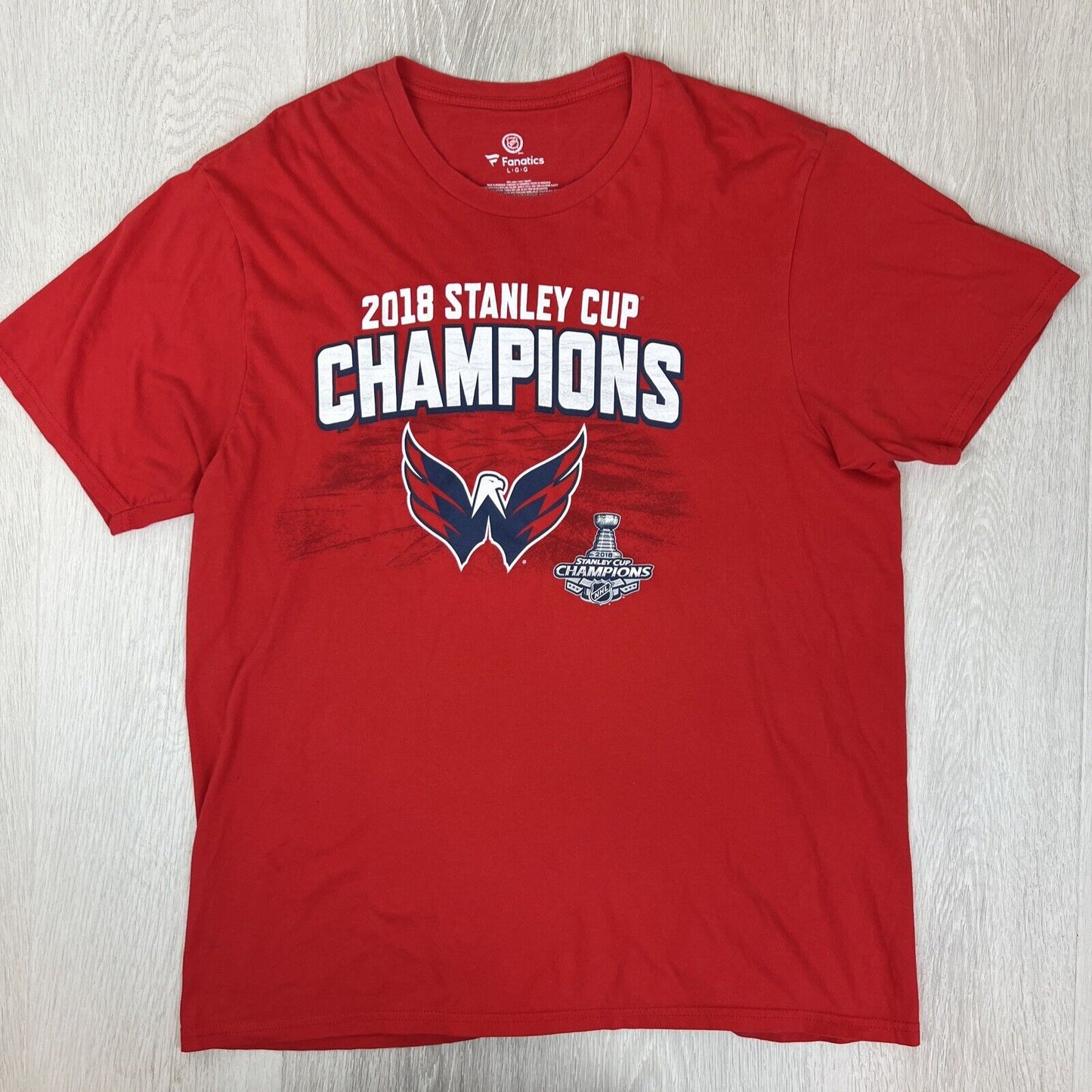 Fanatics NHL Washington Capitals 2018 Stanley Cup Champions Mens T-Shirt Size L