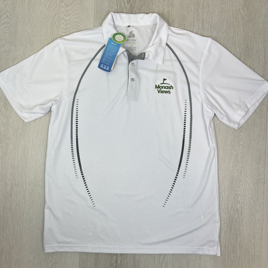 Biz Collection Antibacterial Mens White Monash Views Polo Shirt Size Large (New)