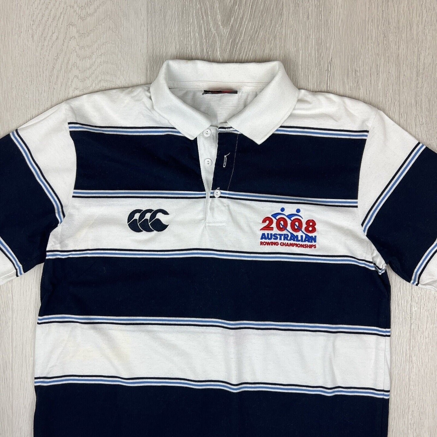 Canterbury Mens 2008 Aus Rowing Championship Striped Polo Shirt Size Small