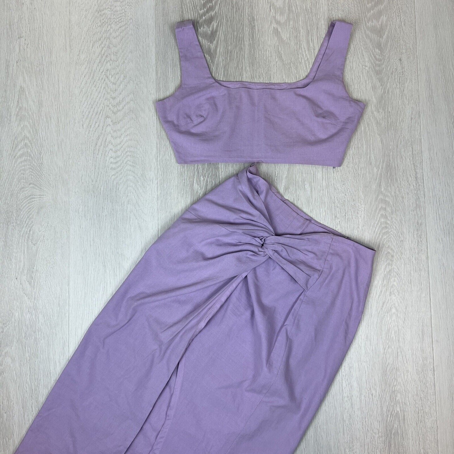 Showpo Womens Purple Cotton Crop Top & Skirt Set Size 12