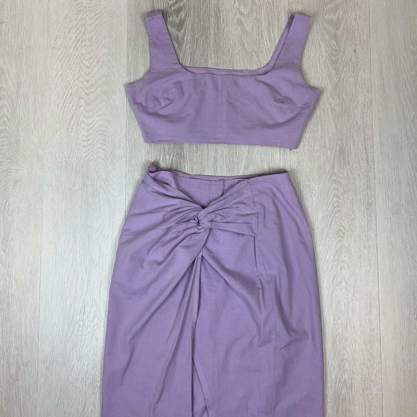 Showpo Womens Purple Cotton Crop Top & Skirt Set Size 12