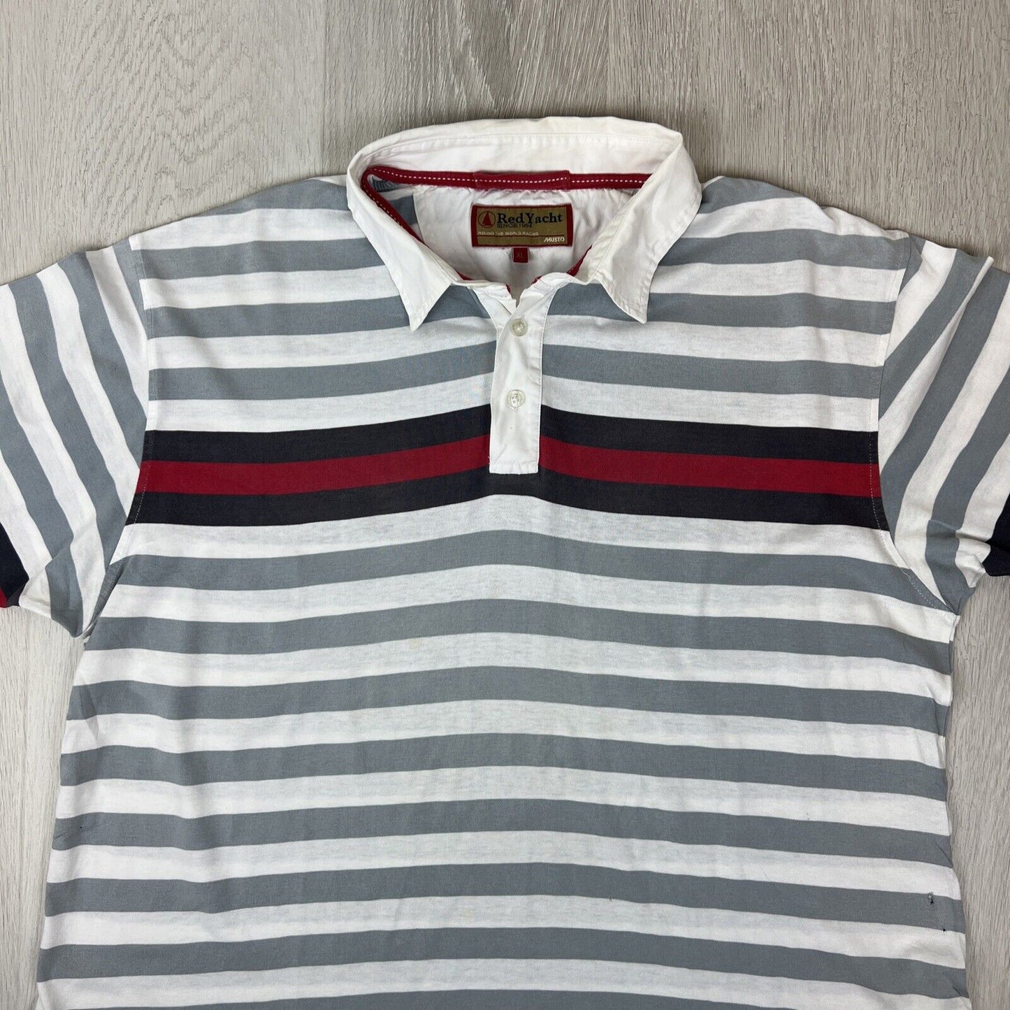 Musto Red Yacht Mens Striped Polo Shirt Size XL