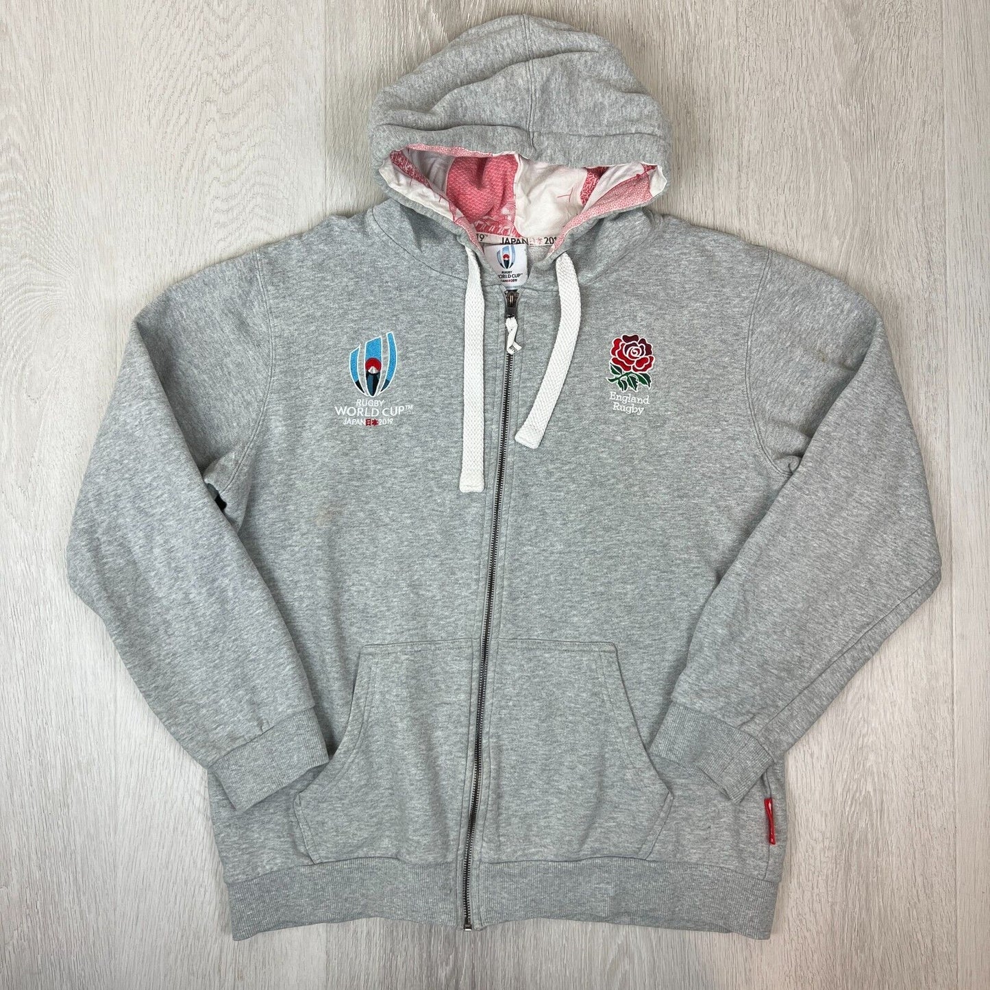 England Rugby World Cup Japan 2019 Mens Grey Hoodie Size Large