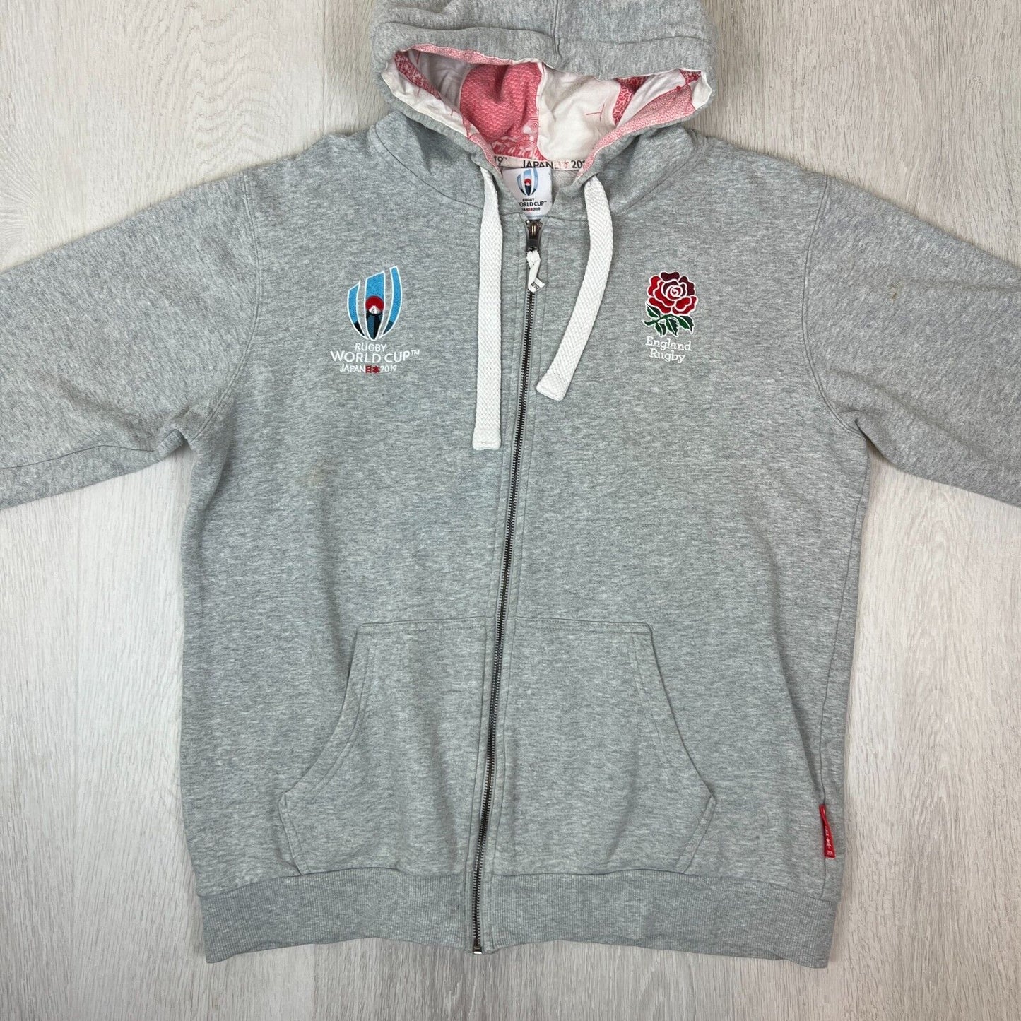 England Rugby World Cup Japan 2019 Mens Grey Hoodie Size Large