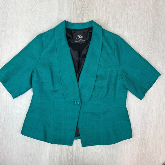 Anthea Crawford Womens Green Tussar Silk Suit Jacket Blazer Size L/XL Approx