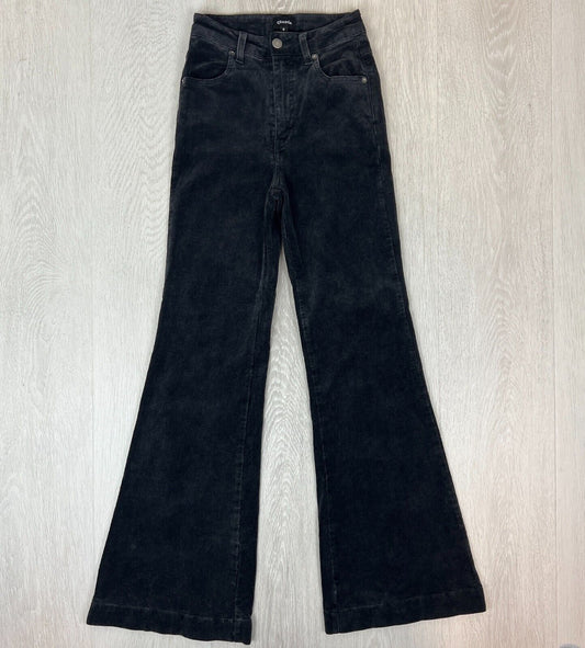 Ghanda Womens Black Retro Corduroy Flared Jeans Size 8 (Use Measurements)