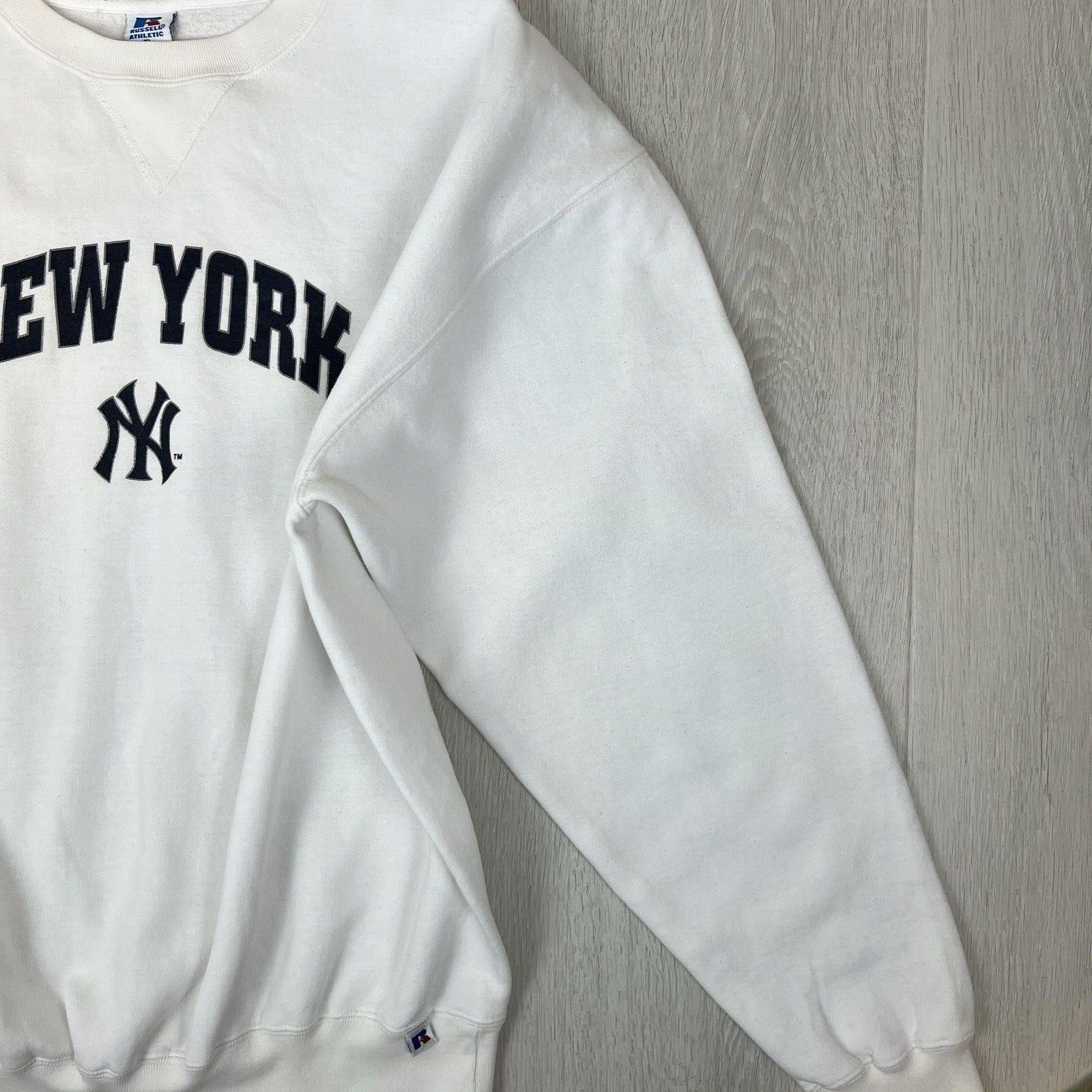 Russell Athletic White New York Yankees Boxy Sweatshirt Jumper Size XL