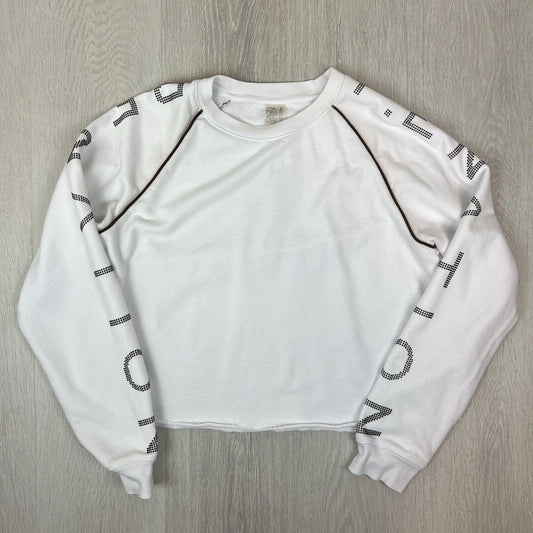 P.E Nation Womens White Cropped Pullover Sweatshirt Jumper Size Small