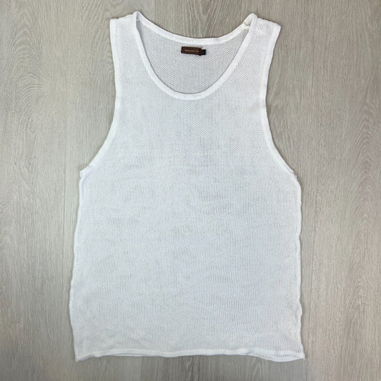 Sampson & Taylor Mens White Knitted Tank Top Singlet Size Large