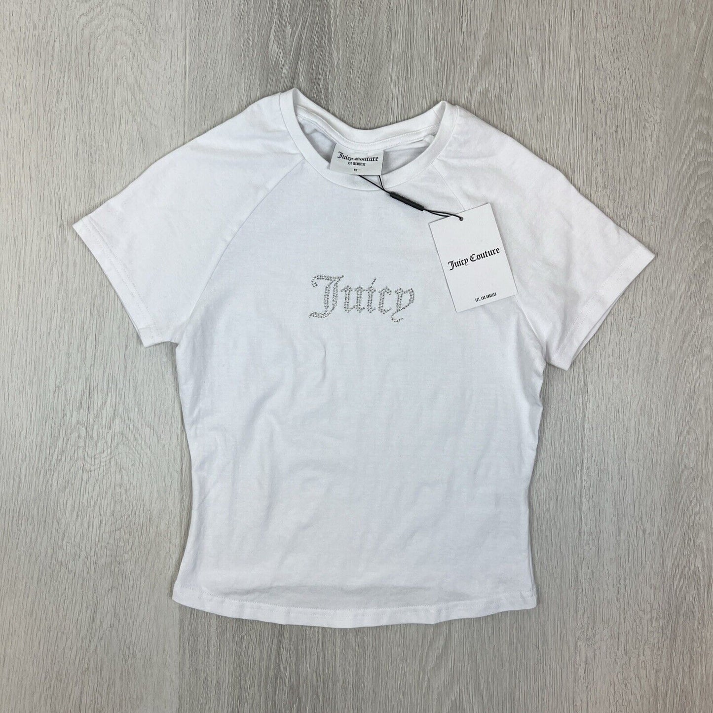 Juicy Couture Shrunken D Tee White Cropped T-Shirt Size Medium (New)