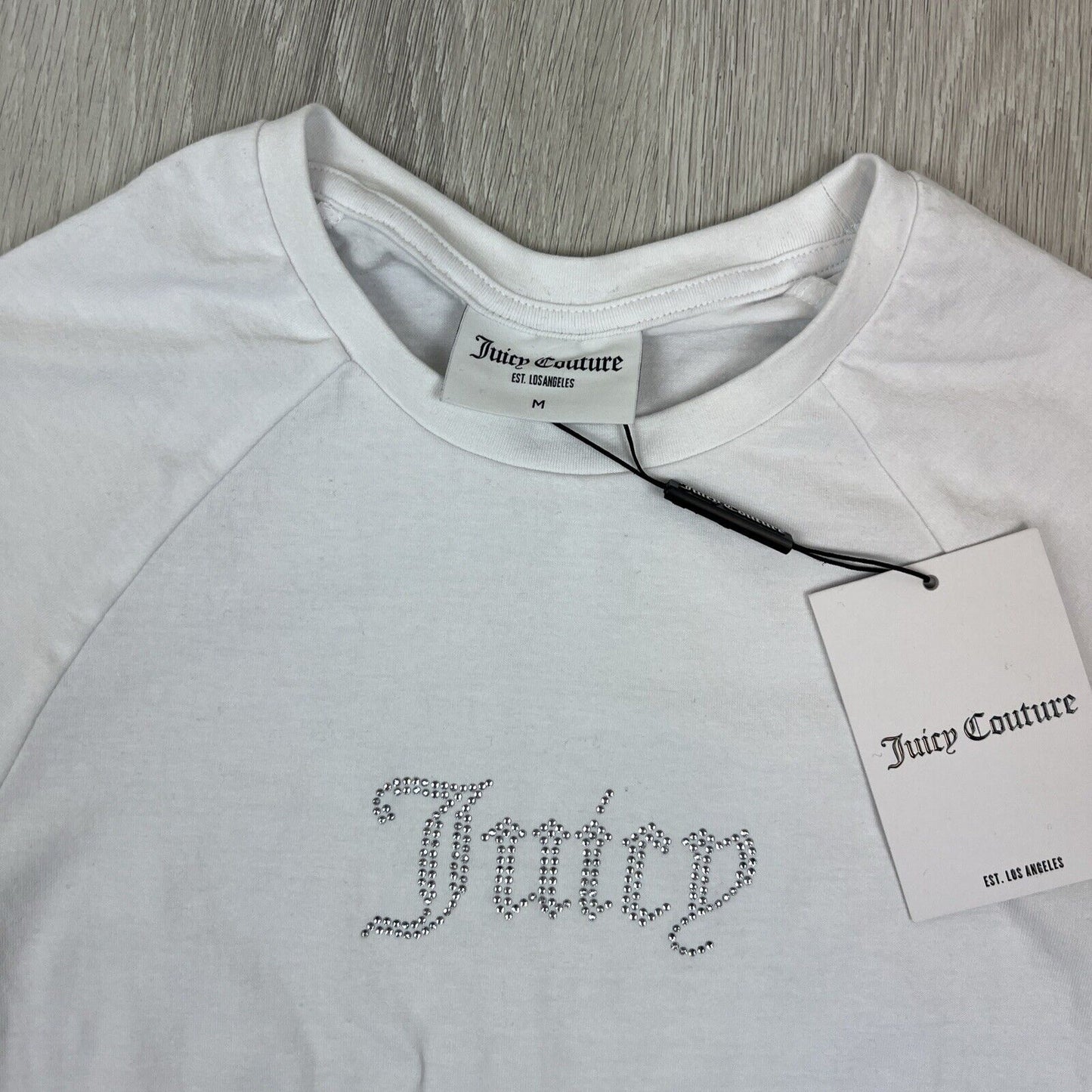 Juicy Couture Shrunken D Tee White Cropped T-Shirt Size Medium (New)