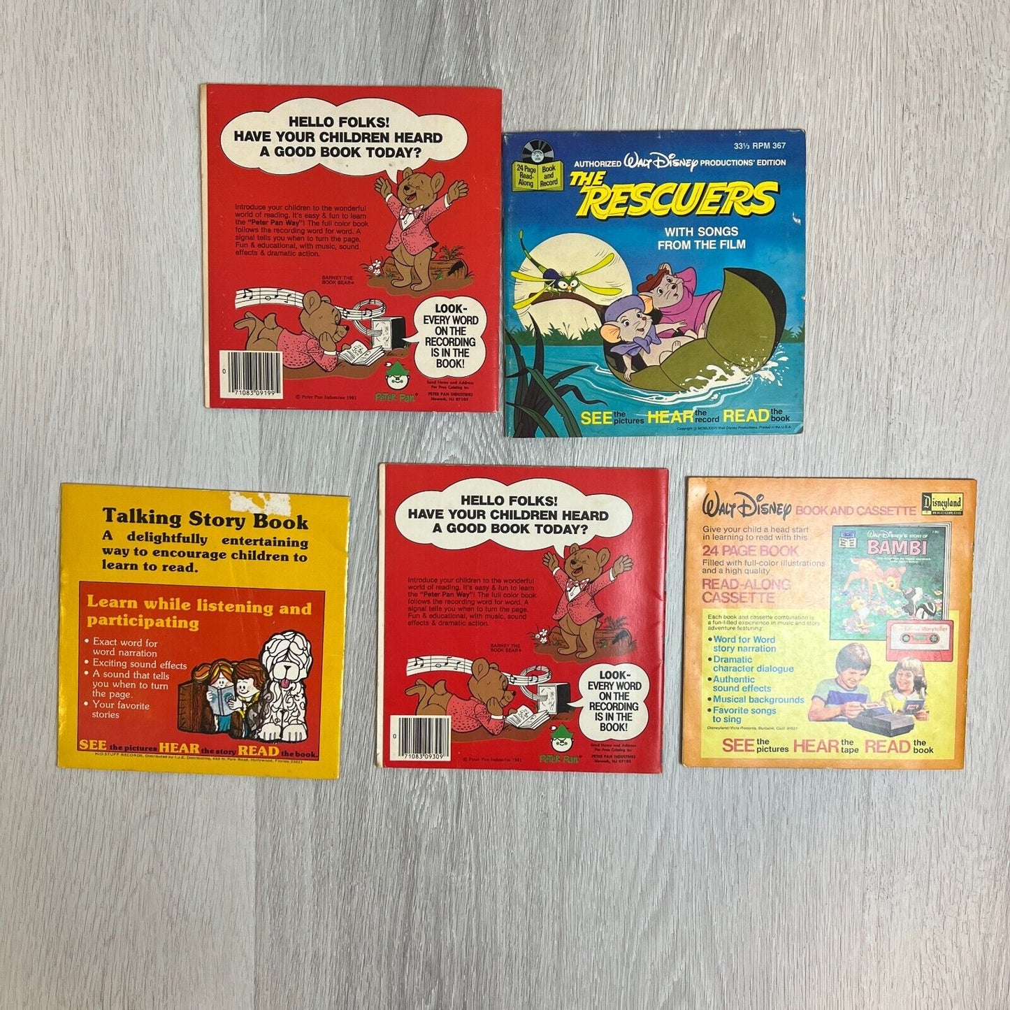 Walt Disney The Rescuers Record and Book 33 1/3 LP 24 & Other Books (1980's)