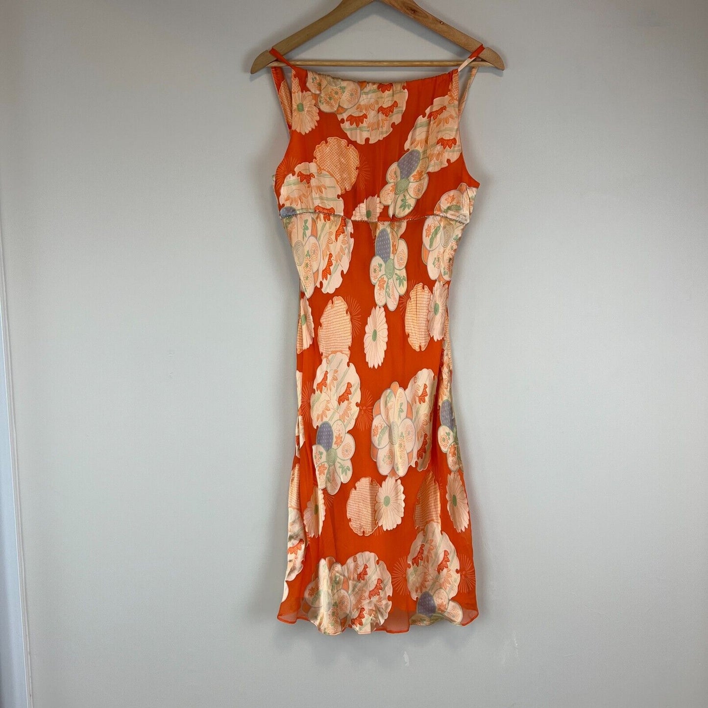 Muse Womens Orange 100% Silk Dress Size 8