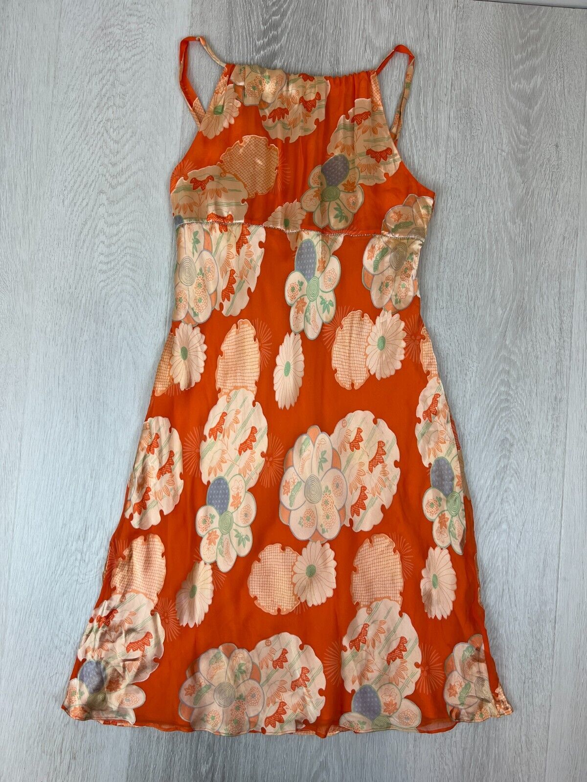 Muse Womens Orange 100% Silk Dress Size 8