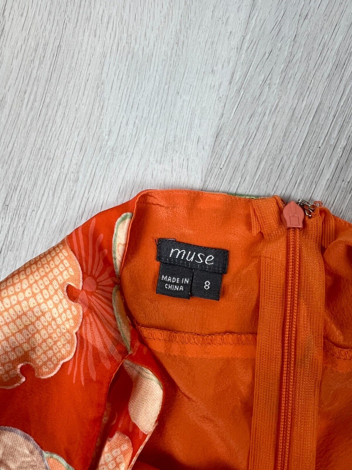 Muse Womens Orange 100% Silk Dress Size 8