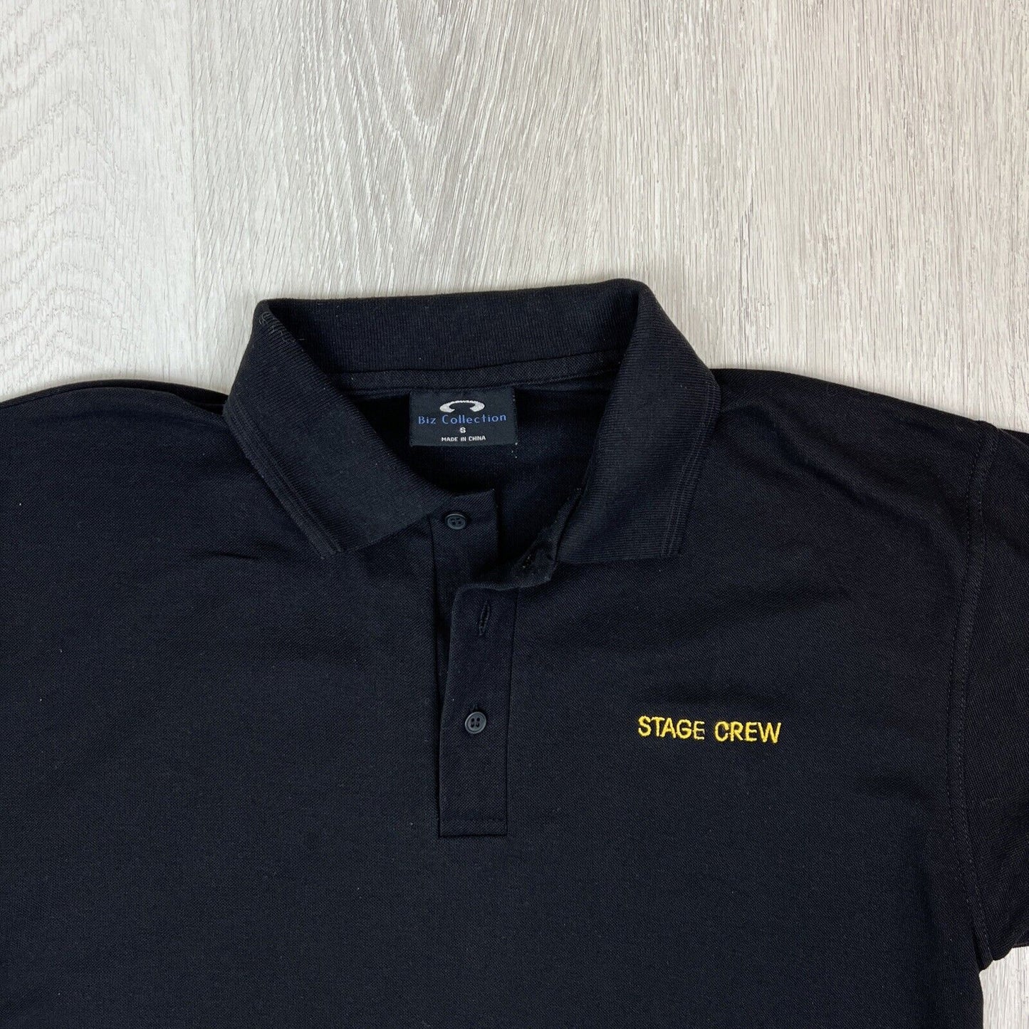 Biz Collection Black STAGE CREW Polo Shirt Size Small