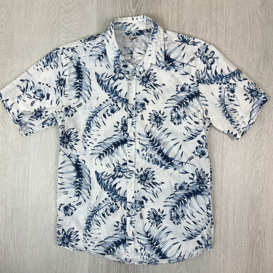 STRAY Mens Short Sleeve Button Up Hawaiian Floral Shirt Size Medium